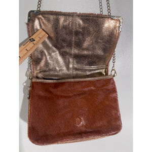 Women's BIBA Brown & Gold Leather Shoulder Bag Small